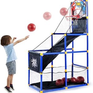 JOYIN Arcade Basketball Game Set with 4 Balls and Hoop for Kids 3 to 12 Years Old Indoor Outdoor Sport Play - Easy Set Up - Air Pump Included - Ideal for Competition
